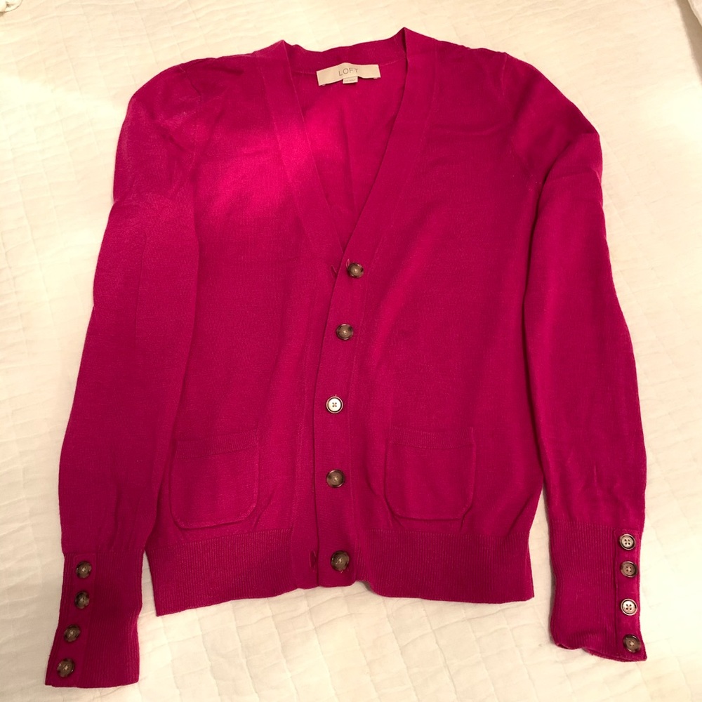 XS Loft magenta cardigan